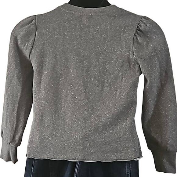 Gap Kids Girls Glitter Gray Sweatshirt - Size XL (10/12) Long Sleeve Pullover - Picture 4 of 5